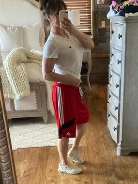 Adidas Climalite Y2K Style Red Track Retro Activewear Shorts